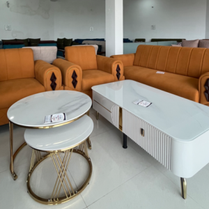 Premium Upholstered Sofa Set with Coffee Tables